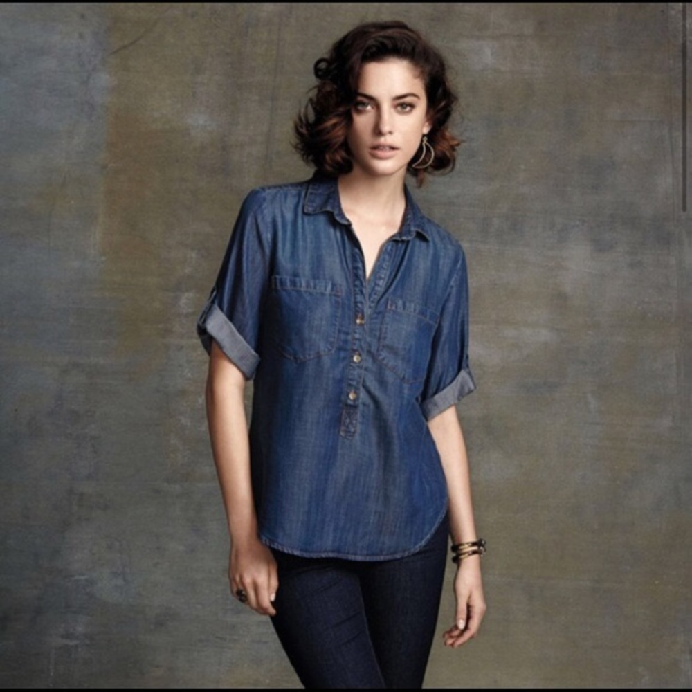 Anthro Cloth & Stone Tencel Chambray Pullover M